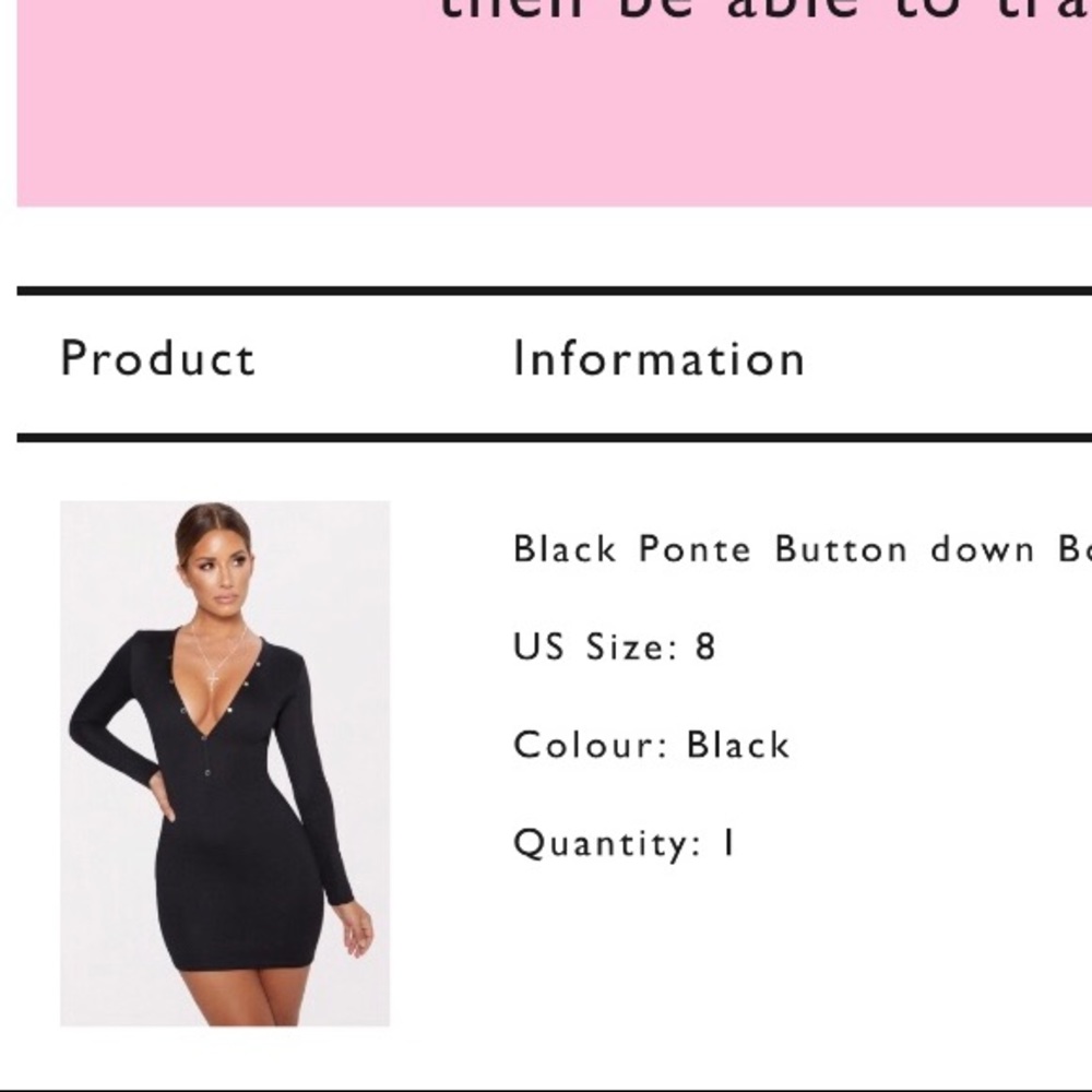 Prettylittlething Black button down bodycon dress